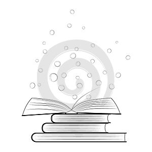 Books and soap bubbles contour