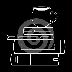 Books A stack of books and a mug white