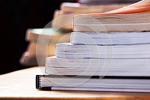 Books stack close up