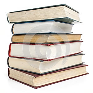 Books stack isolated on white background