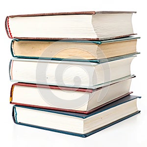 Books stack isolated on white background