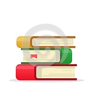 Books stack or pile. Paper book stacked. Flat vector iluustration isolated on white background.