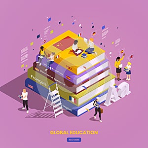 Books Stack Students Composition