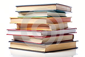 Books stack on white