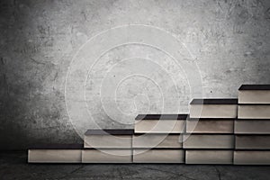 Books stair with copy space on wall