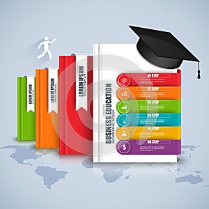 Books step business education infographic