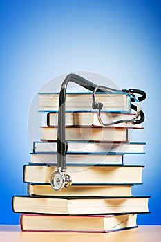 Books and stethoscope