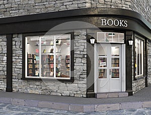 Books store exterior, 3d