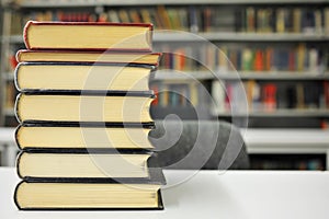 Books on the table in college library