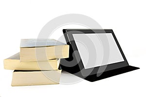 Books and a tablet device