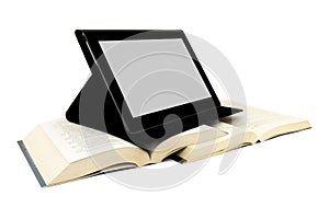 Books and a tablet device