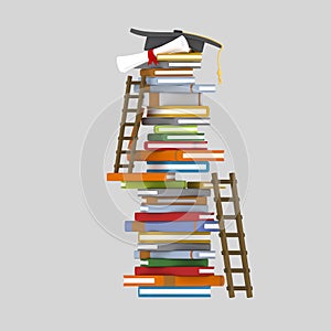 Books tower and ladders