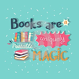 Books are a uniquely portable magic quote motivation poster