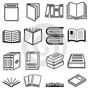 Books vector icons set. Book icon. library illustration simbol collection. Education logo or sign.