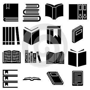 Books vector icons set. Book icon. library illustration simbol collection. Education logo or sign.