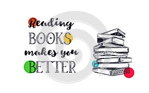 Books vector hand drawn poster 2