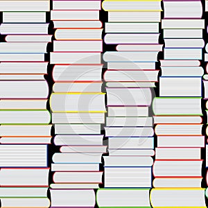 Books vector seamless texture vertically and horizontally. Bookshelf background.