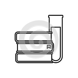 Books and Vial Outline Flat Icon on White