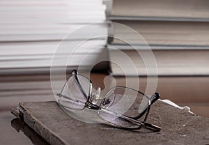 Books and volumes on the table