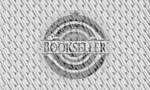 Bookseller silver color badge or emblem. Scales pattern. Vector Illustration. Detailed.  EPS10