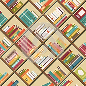 Bookshelf with books. Seamless background