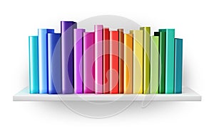 Bookshelf with color hardcover books
