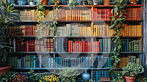 Bookshelf Filled With Books and Plants