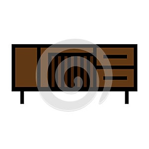 Bookshelf icon line isolated on white background. Black flat thin icon on modern outline style. Linear symbol and editable stroke