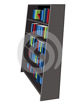 Bookshelf Library and Bookstore Cartoon Vector Graphic Illustration