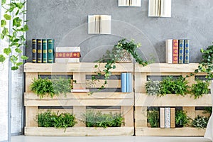 Bookshelf made of pallets photo