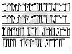 Bookshelf outine hand drawn coloring page