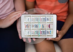 Bookshelf on tablet screen