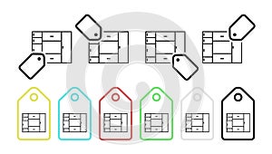 Bookshelf vector icon in tag set illustration for ui and ux, website or mobile application