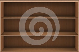 Bookshelf virtual library. Vector realistic wooden online media books background. Book store shelf template. Isolated graphic