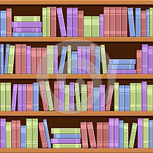 Bookshelves with colorful books