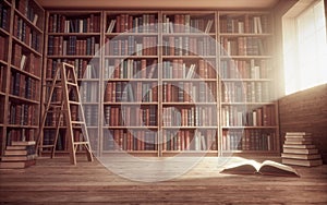 Bookshelves in the library