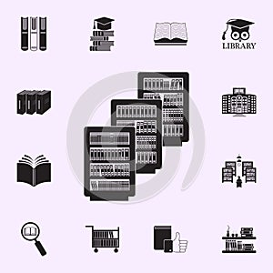 bookshelves in the library icon. Library icons universal set for web and mobile