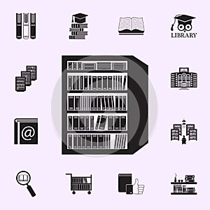 bookshelves in the library icon. Library icons universal set for web and mobile
