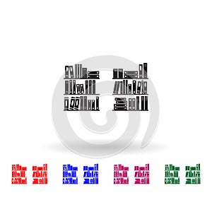 Bookshelves in the library multi color icon. Simple glyph, flat vector of library icons for ui and ux, website or mobile