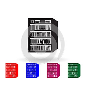 Bookshelves in the library multi color icon. Simple glyph, flat vector of library icons for ui and ux, website or mobile