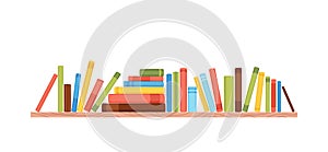 Bookshelves vector wall design for bestsellers in store, classroom, office, library, school, house interior. photo