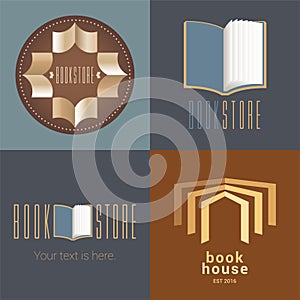 Bookstore, bookshop vector icon, logo