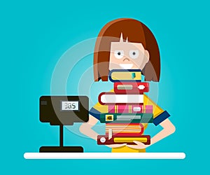 Bookstore or Library Vector Flat Design Illustration
