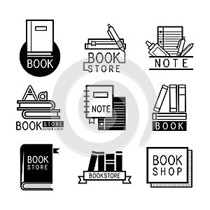 Bookstore logos and sign set vector