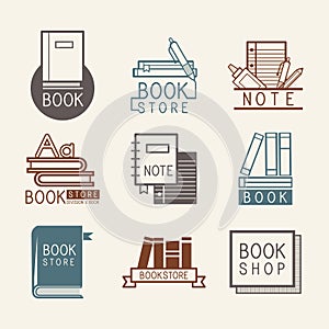 Bookstore logos and sign set vector