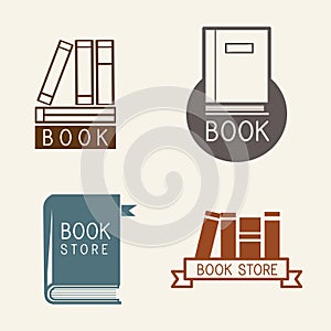 Bookstore logos and sign set vector