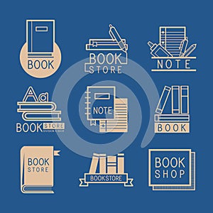 Bookstore logos and sign set vector