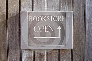 Bookstore open sign.