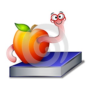 Bookworm In Apple With Book