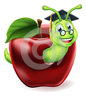 Bookworm Apple Cartoon